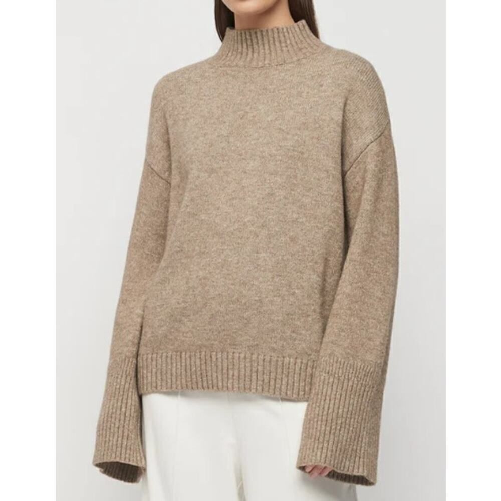Friend of Audrey The Minimal Knit Cream Mock Neck Sweater Sz. S